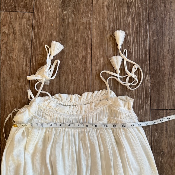 White Tiered Midi Dress with Smocked Bodice - Picture 3 of 4